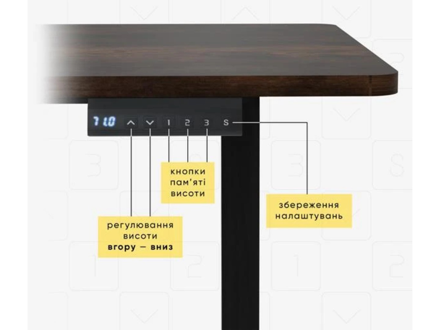 Стіл з електрорегулюванням висоти Mealux PowerDesk Lite Antique (EVO-201 Lite Antique/B) — фото 7